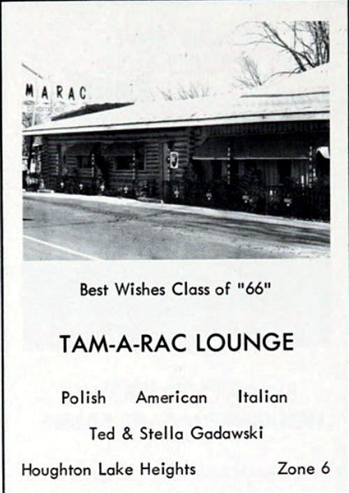 Tam-A-Rac Lodge (Tam-A-Rac Lounge, Tam-A-Rack) - Houghton Lake High School - Bobcat Yearbook Class Of 1966
